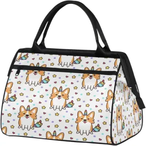 Star Horn Corgi Dog Travel Duffel Bag Sports Travel Duffel Bag Waterproof Durable Large Gym Tote Bag Weekender Overnight Bag for Women Travel Gym Yoga