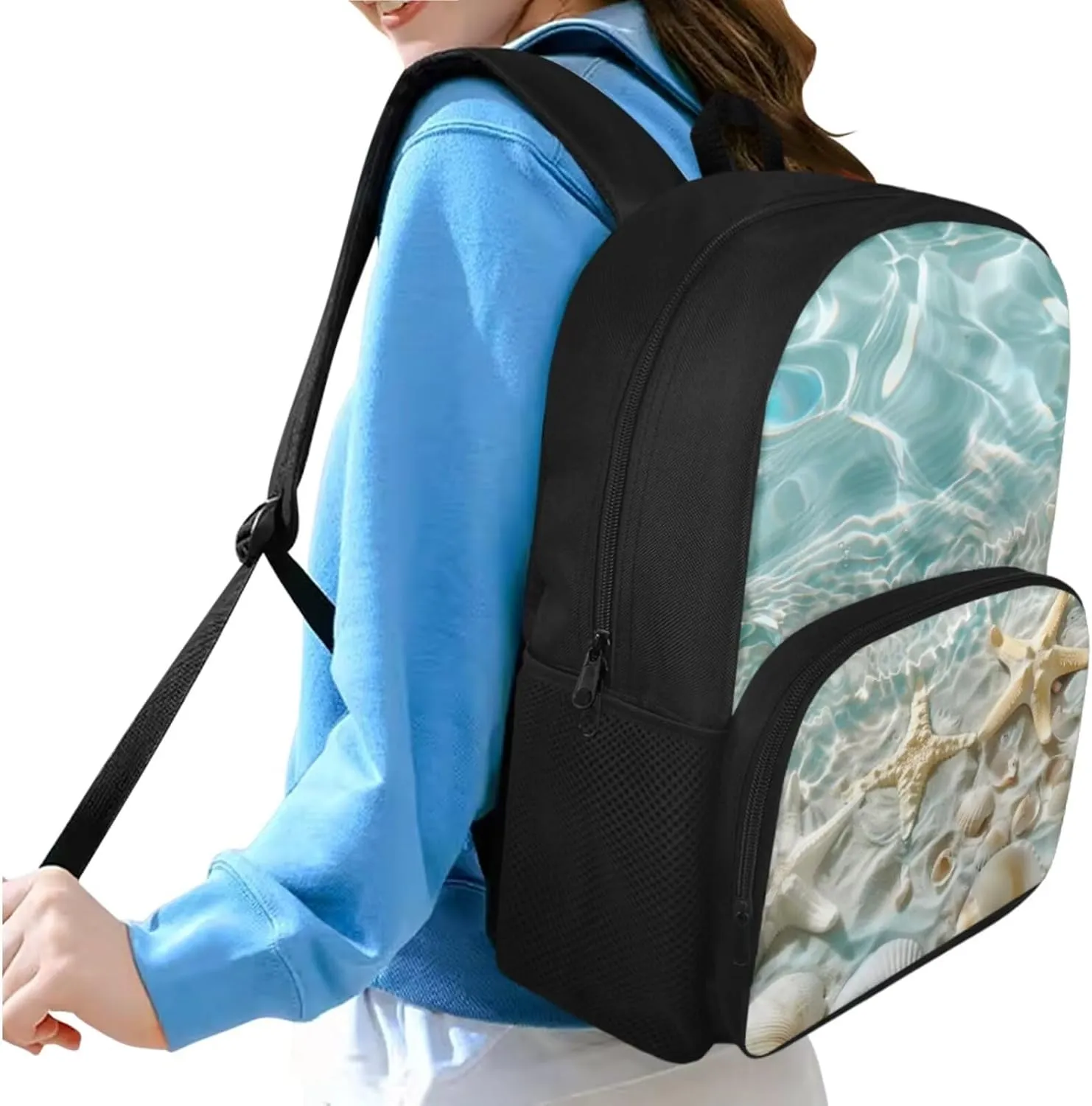 Starfish 3 Piece School Bag Set for Girls 15 inch Large Capacity Backpack and Lunch Box Set Water-Resistant Leakproof Lunch Bag for Outdoor Work University Shopping