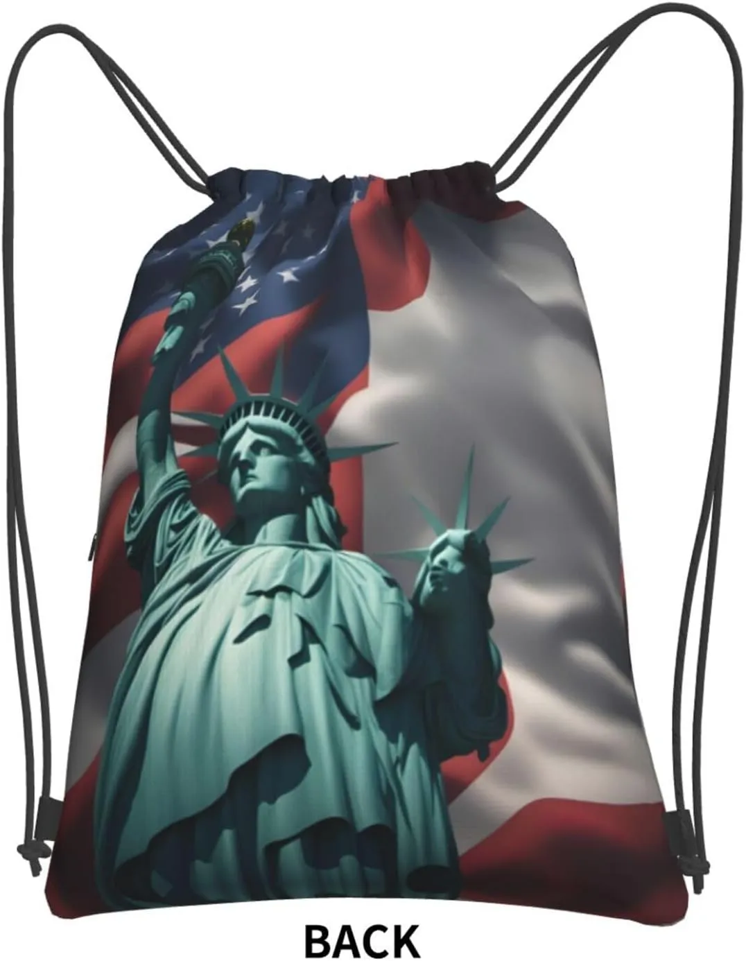 Statue Of Liberty Flag Drawstring Backpack String Bag Sackpack Cinch For Gym Shopping Sport Yoga