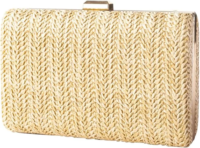 Straw Evening Bag for Women Handwoven Clutch Bag Bridal Wedding Purse Ladies Handbag Elegant Shoulder Bag