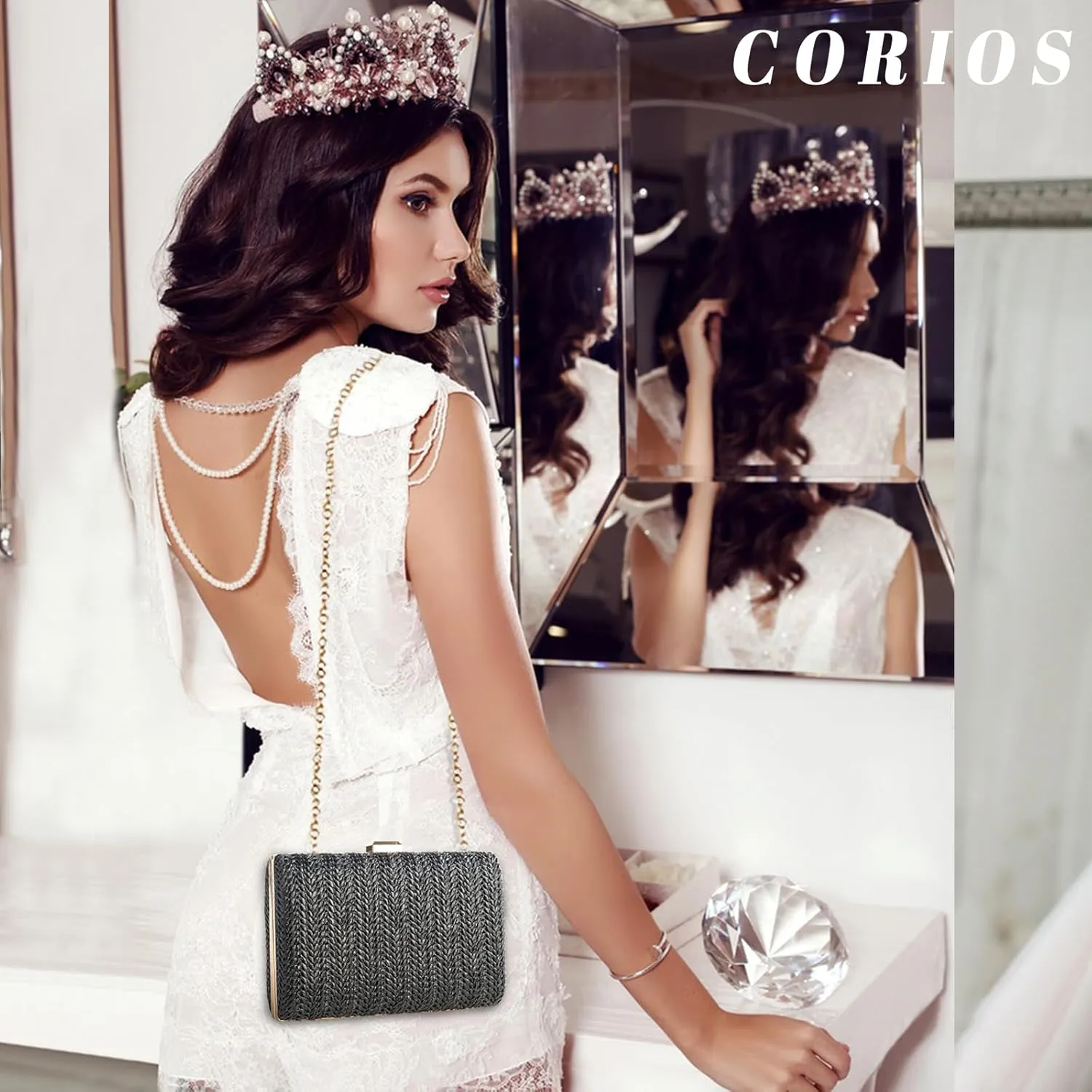 Straw Evening Bag for Women Handwoven Clutch Bag Bridal Wedding Purse Ladies Handbag Elegant Shoulder Bag