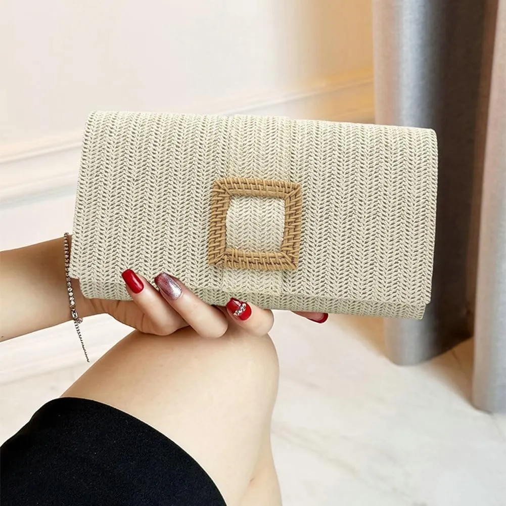 Straw Evening Purses for Women Summer Boho Clutch Bag Woven Straw Envelope Handbag for Party Beach 2025