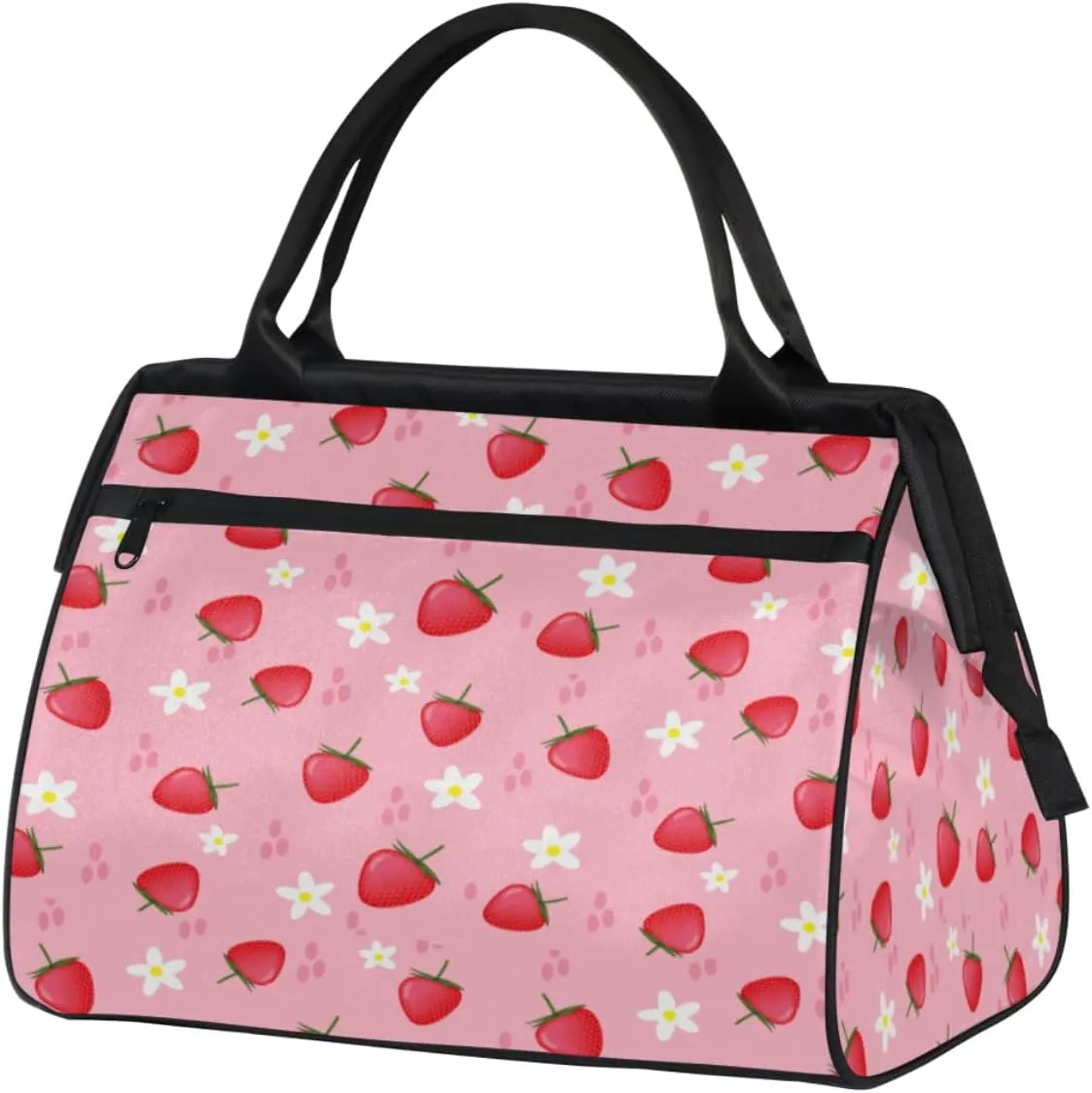 Strawberry Pine Print Travel Duffel Bag Sports Travel Duffel Bag Waterproof Durable Large Gym Tote Bag Weekender Overnight Bag for Women Travel Gym Yoga