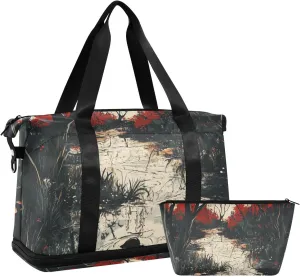 Streams Flower Trees Mysterious Duffel Bags Sports Duffel Bags with Toiletry Bag for Yoga Multifunctional
