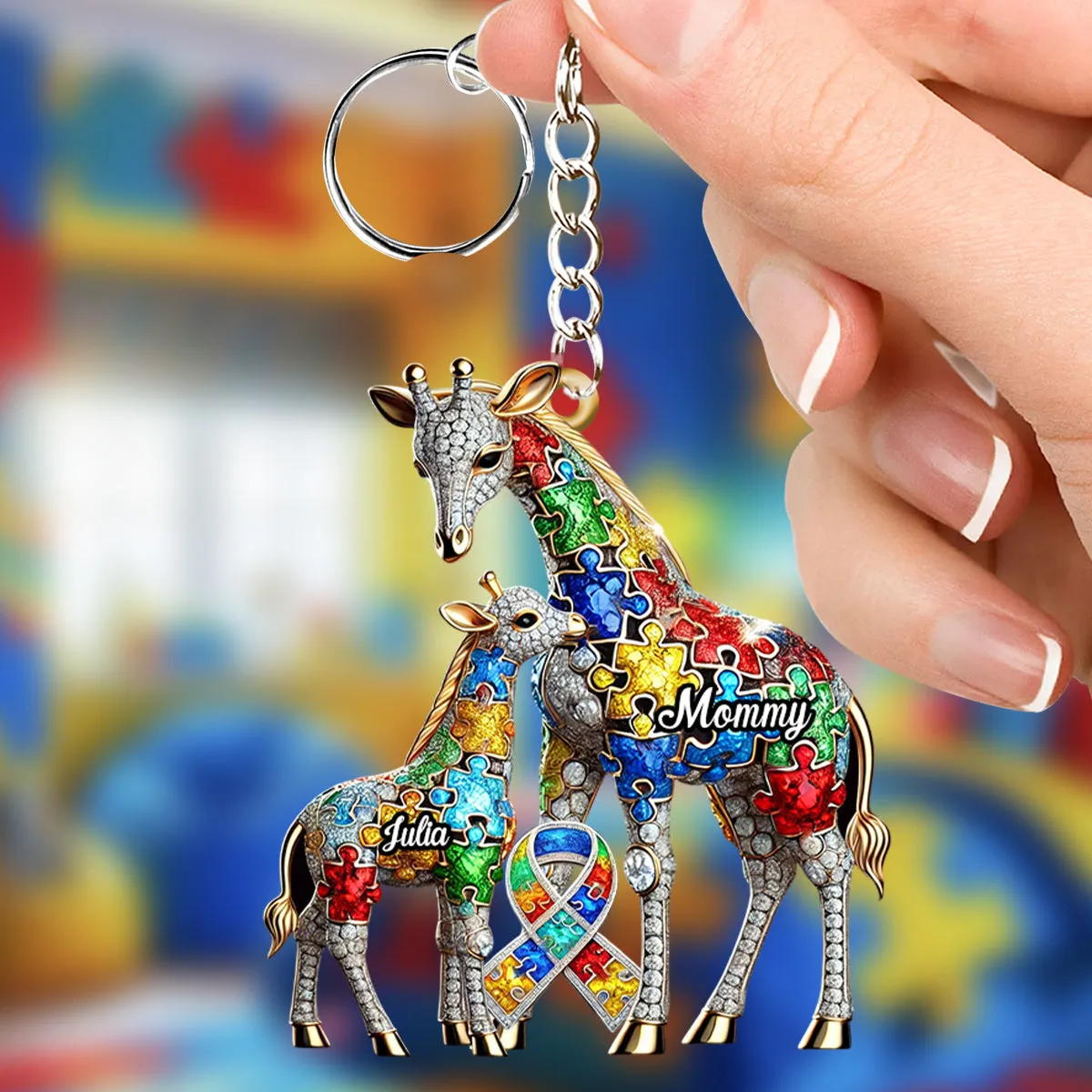 Strong Mama - Personalized Autism Awareness Keychain