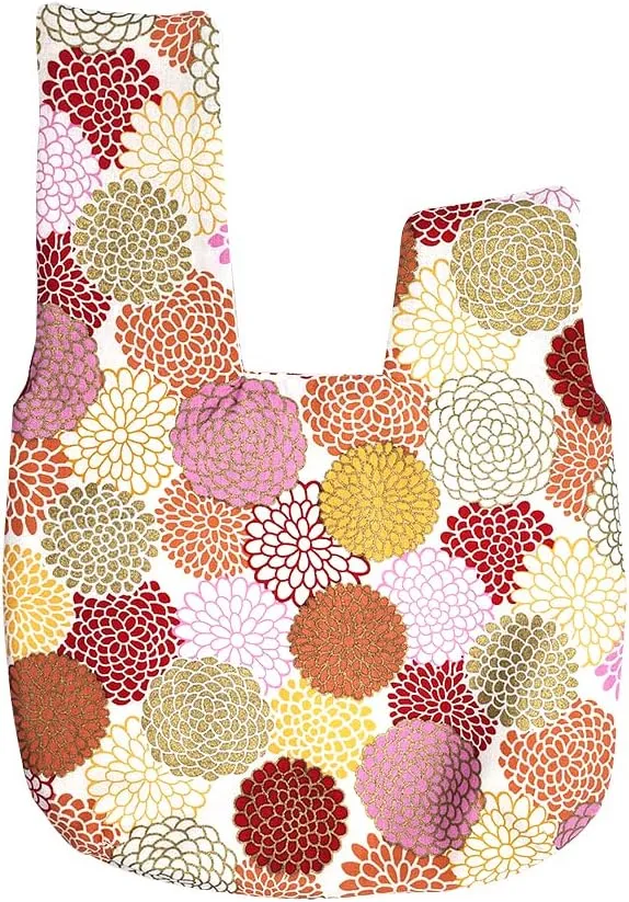 Stylish Cotton Japanese Pattern Wrist Bag Sleeve Knot Pouch Portable Canvas Tote Purse for Female, Women