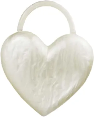 Stylish Women Acrylic Evening Clutch Heart Shape Handbag Amber Top Handle Purse Bag for Party Prom Cocktail