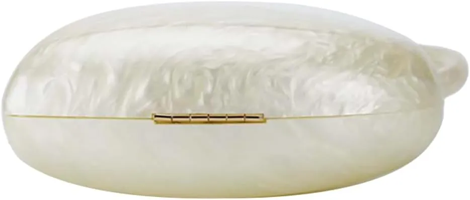 Stylish Women Acrylic Evening Clutch Heart Shape Handbag Amber Top Handle Purse Bag for Party Prom Cocktail
