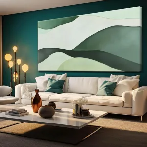 Suconvng Large Abstract Wall Art 29"x58" Green White Modern Canvas Art Print for Living Room Decor