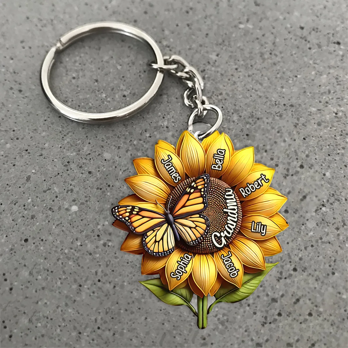 Sunflower Gift For Grandma Mom - Personalized Grandma Keychain