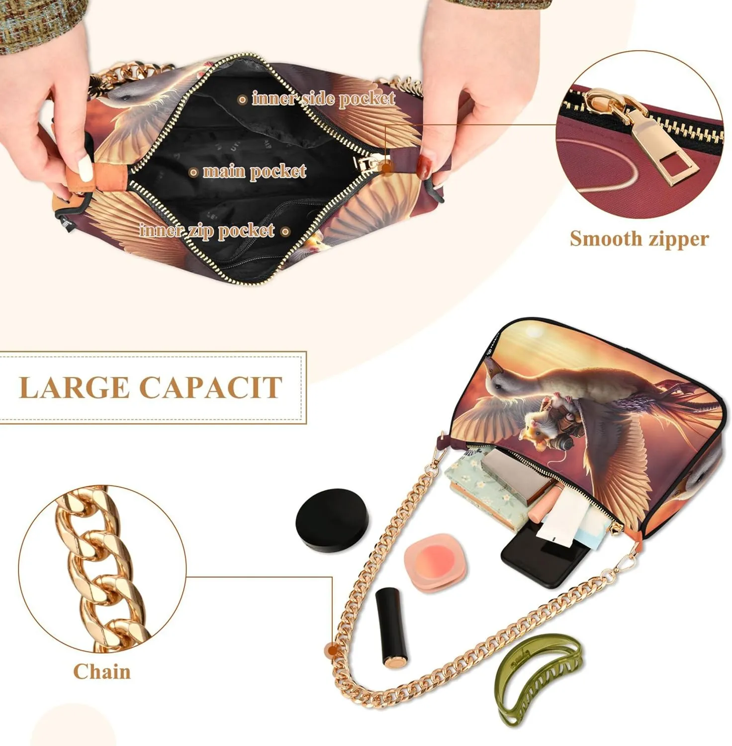 Sunflowers Tie Dye Leopard Print Cute Purses Women Small Hobo Bag Women Small Handbags Chain Cute Shoulder Bags