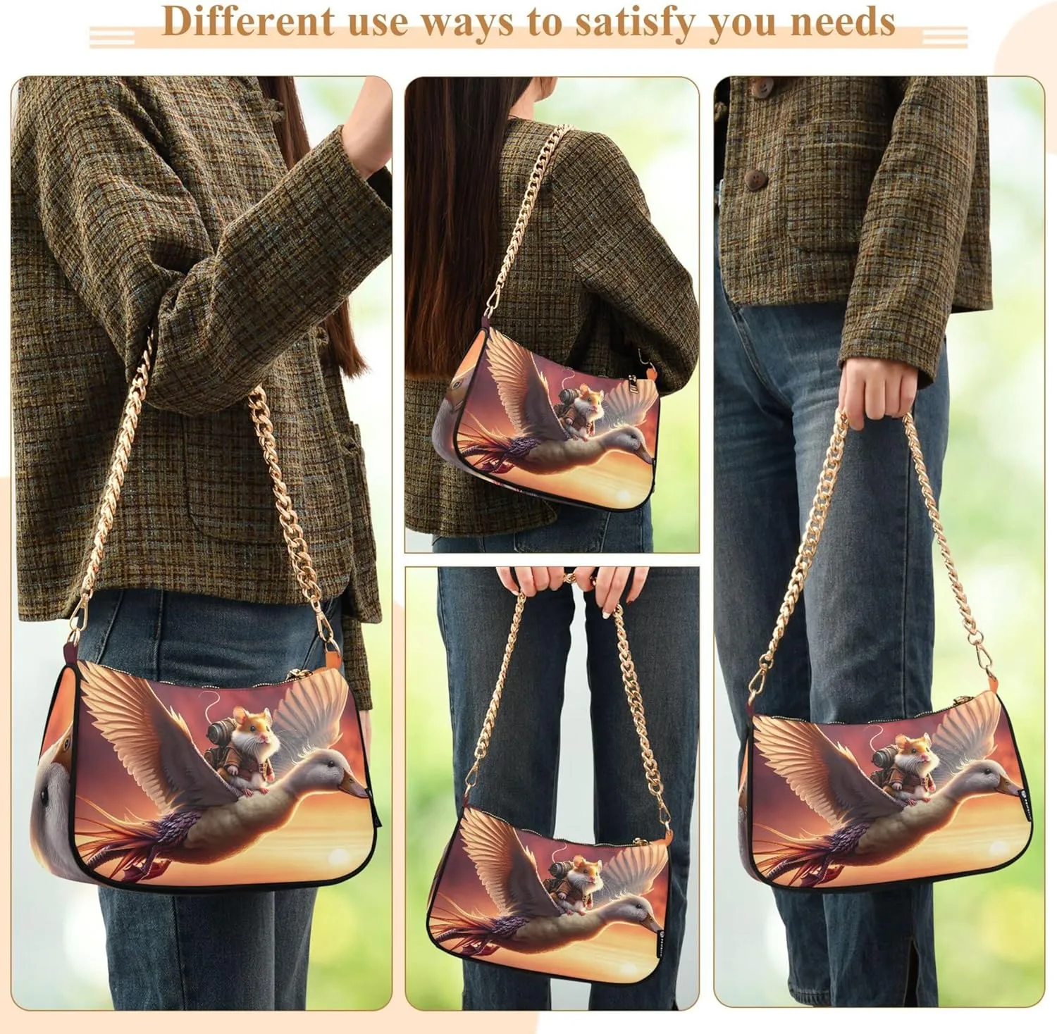 Sunflowers Tie Dye Leopard Print Cute Purses Women Small Hobo Bag Women Small Handbags Chain Cute Shoulder Bags