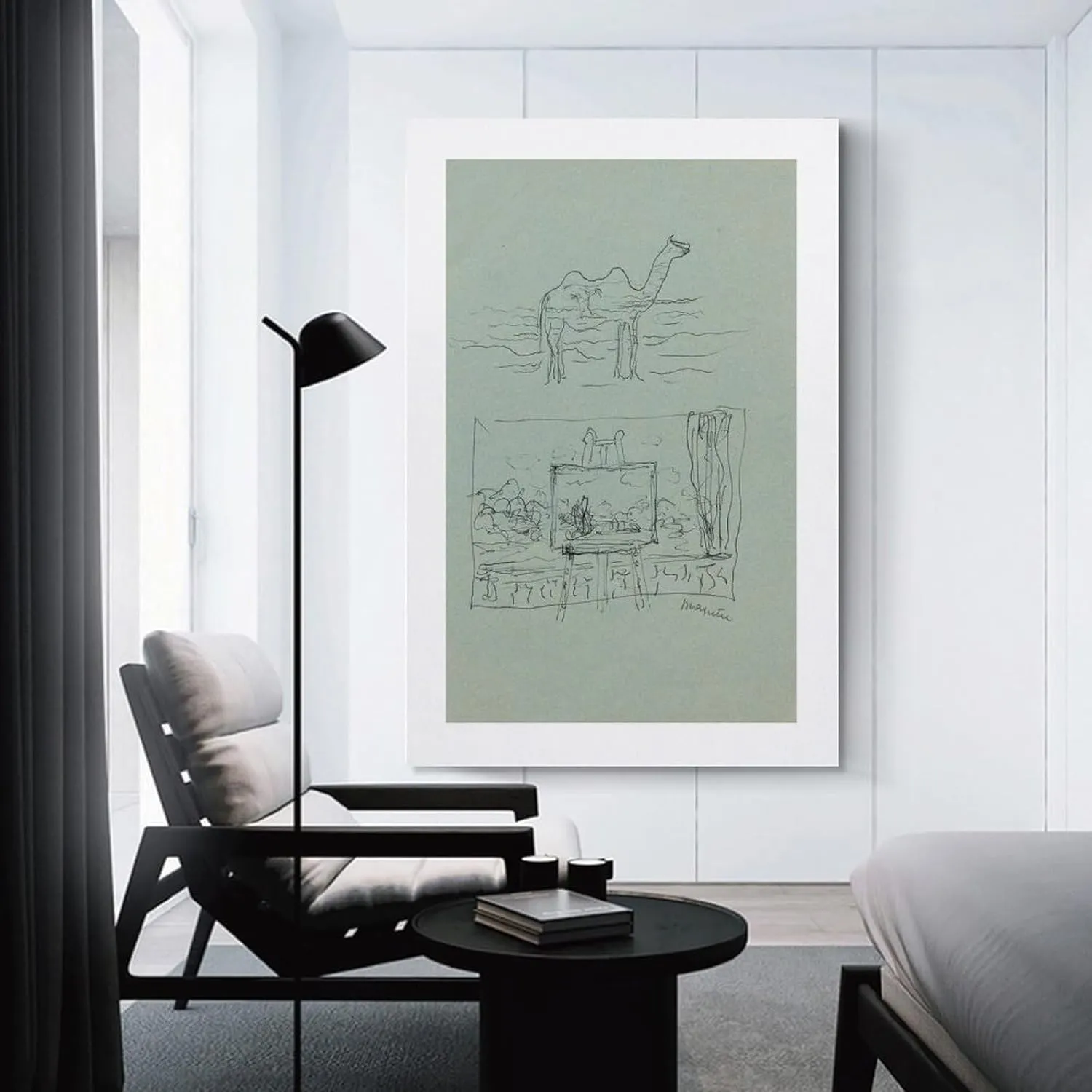 Surrealism Oil Painting Rene Francois Ghislain Magritte Art Prints Posters Chameau Et Fenetre Room Aesthetic Poster Print Art Wall Painting Canvas Posters Gifts Modern Bedroom Decor 16x24inch(40x60cm
