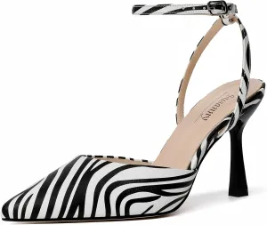 Susanny Heels for Women Stiletto Closed Pointed Toe Backless Dress Shoes High Heels Sexy Kitten Pumps Wedding Guest Party Dance Prom Dressy Comfort Shoes