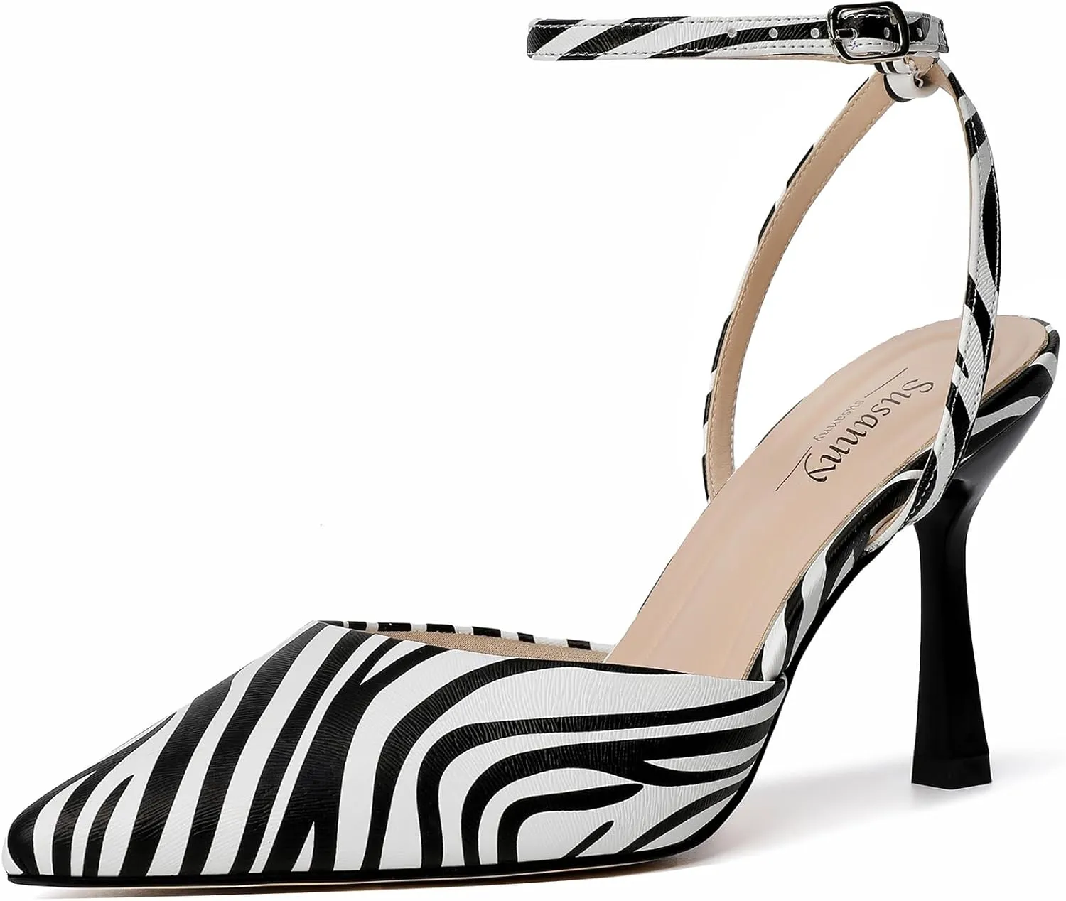 Susanny Heels for Women Stiletto Closed Pointed Toe Backless Dress Shoes High Heels Sexy Kitten Pumps Wedding Guest Party Dance Prom Dressy Comfort Shoes
