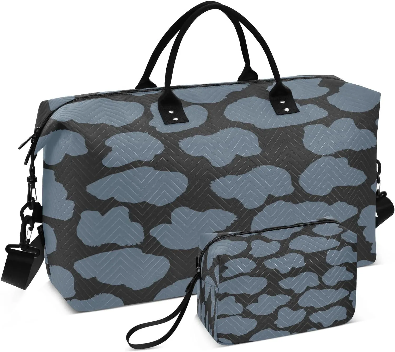 susiyo Blue Tree Shadow Expandable Travel Duffle Bag, Large Weekender Overnight Bags and Adjustable Strap, Carry On Shoulder Tote Bag, Gym Duffel Bag with Toiletry Bags for Hospital