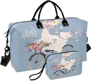 susiyo Cute Romantic Camel Expandable Travel Duffle Bag, Large Weekender Overnight Bags and Adjustable Strap, Carry On Shoulder Tote Bag, Gym Duffel Bag with Toiletry Bags for Hospital