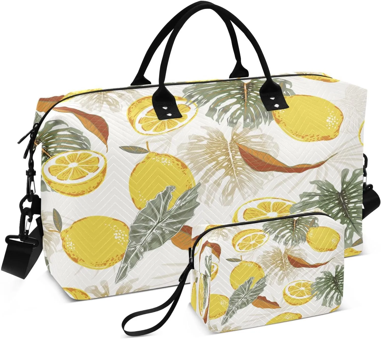 susiyo Retro Lime and Lemon Expandable Travel Duffle Bag, Large Weekender Overnight Bags and Adjustable Strap, Carry On Shoulder Tote Bag, Gym Duffel Bag with Toiletry Bags for Hospital