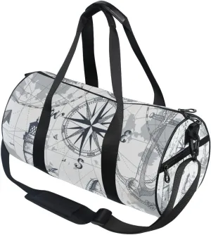 susiyo Small Sports Gym Bag Nautical Compass Lighthouse Anchor Compact Workout Duffle Bags for Men Women