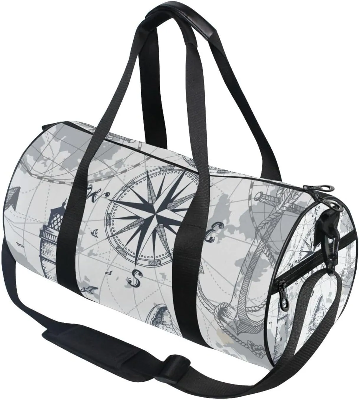susiyo Small Sports Gym Bag Nautical Compass Lighthouse Anchor Compact Workout Duffle Bags for Men Women