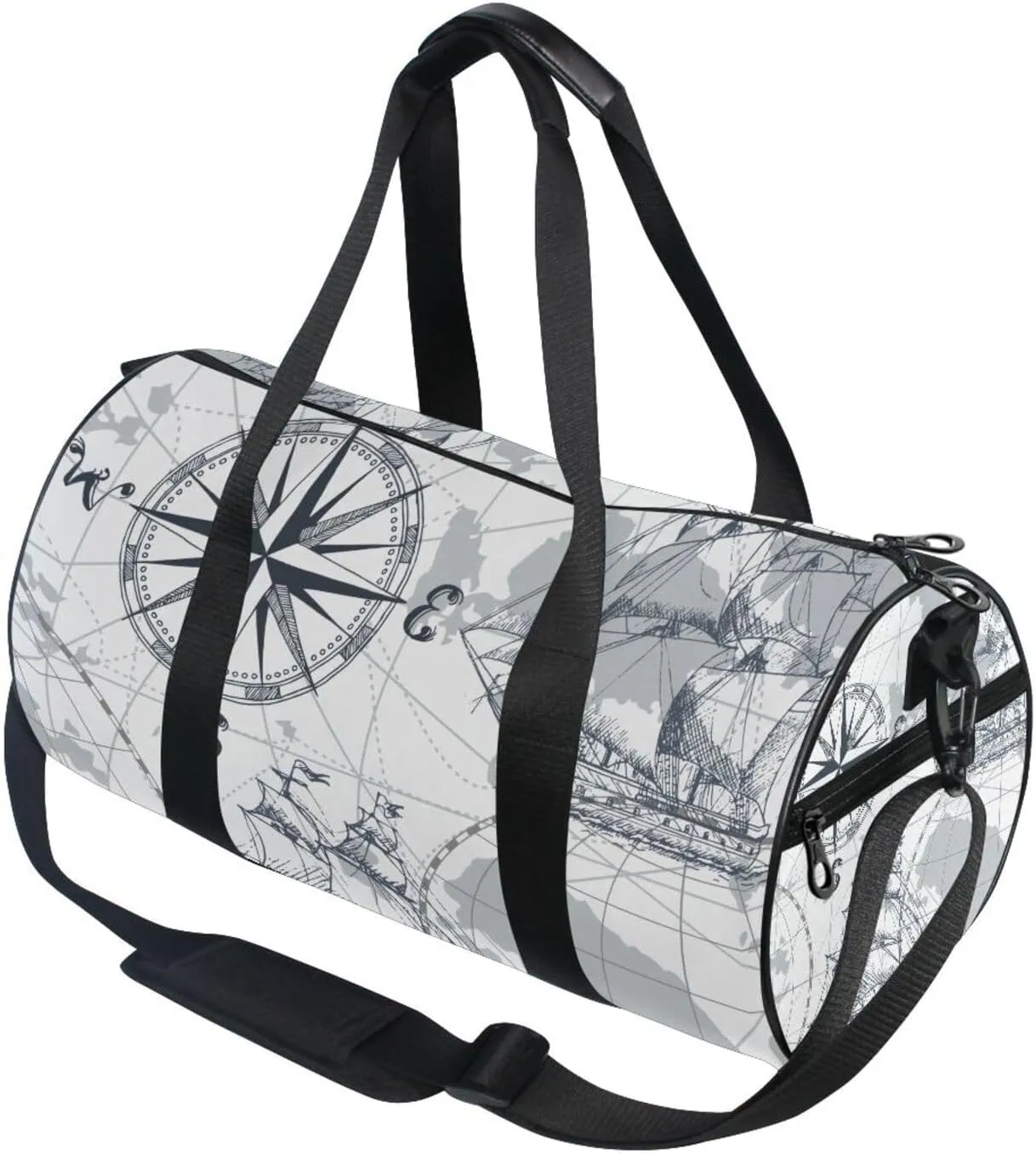 susiyo Small Sports Gym Bag Nautical Compass Sailing Boat Compact Workout Duffle Bags for Men Women