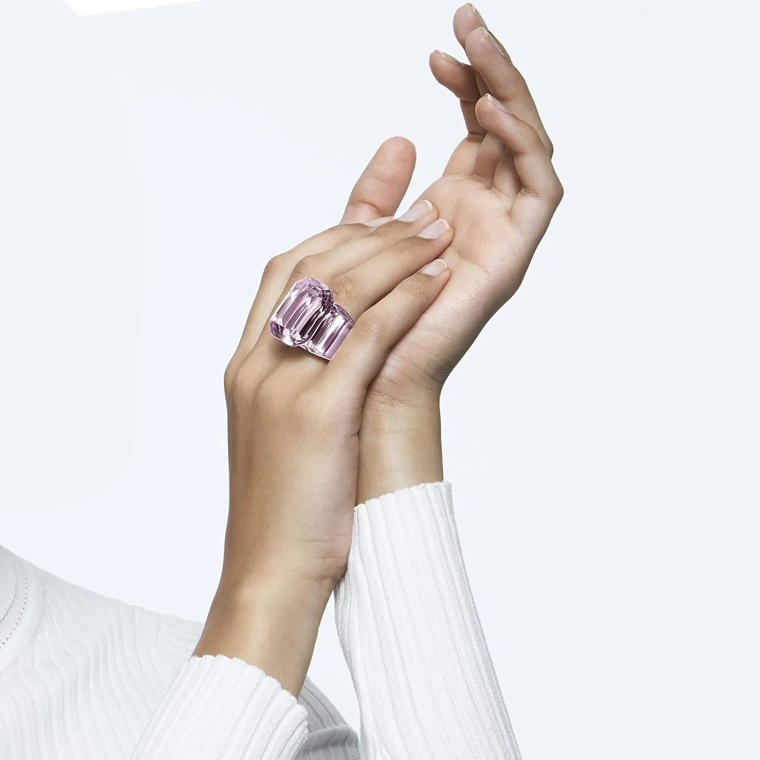 SWAROVSKI Lucent Cocktail Ring Jewelry Collection, Blue Crystal, Pink Crystal