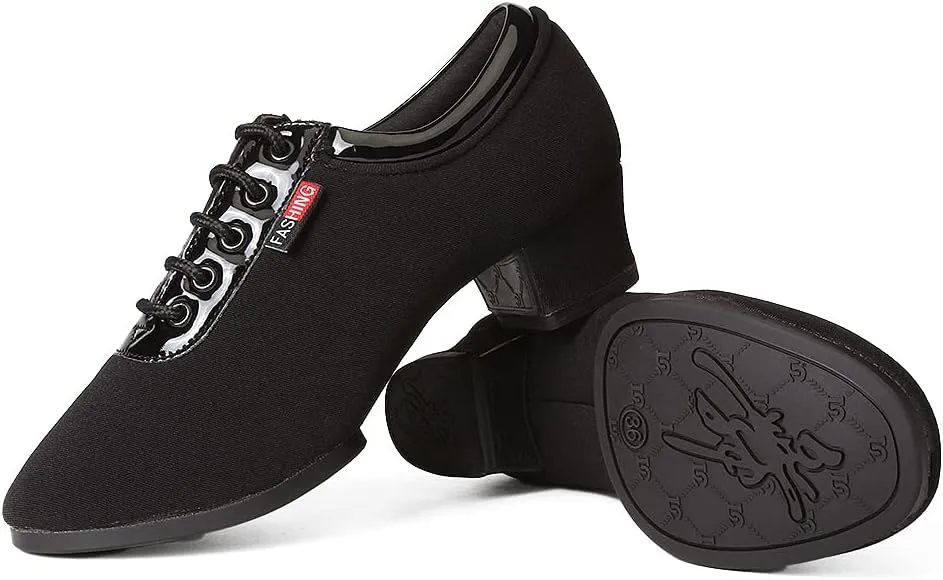 SWDZM Men&Women Ballroom Dance Shoes Lace-up Closed Toe Latin Modern Performance Dance Practice Teaching Shoes,Model KCNJ