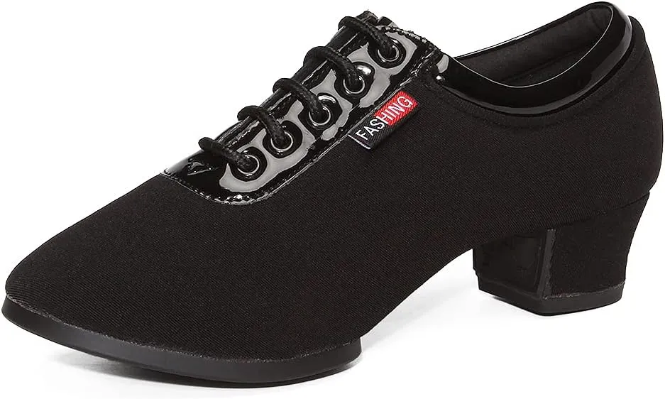 SWDZM Men&Women Ballroom Dance Shoes Lace-up Closed Toe Latin Modern Performance Dance Practice Teaching Shoes,Model KCNJ