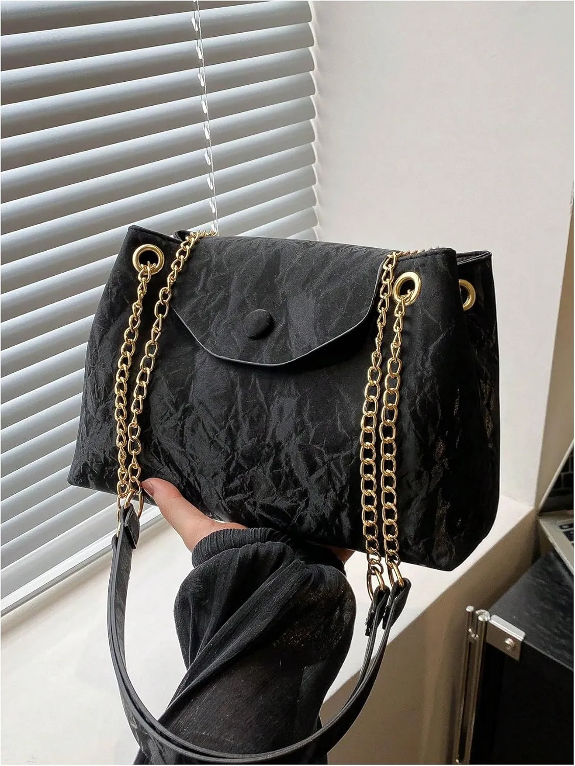 SweatyRocks Women's PU Leather Chain Shoulder Bag Casual Shopping Bags