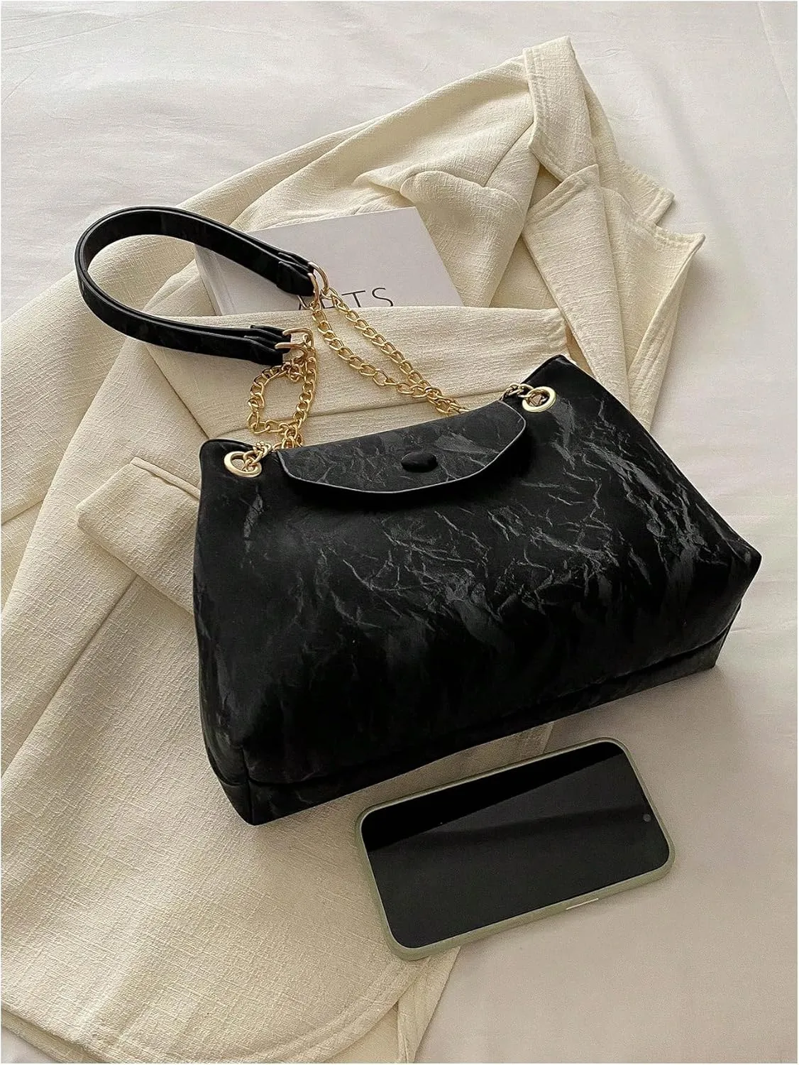SweatyRocks Women's PU Leather Chain Shoulder Bag Casual Shopping Bags