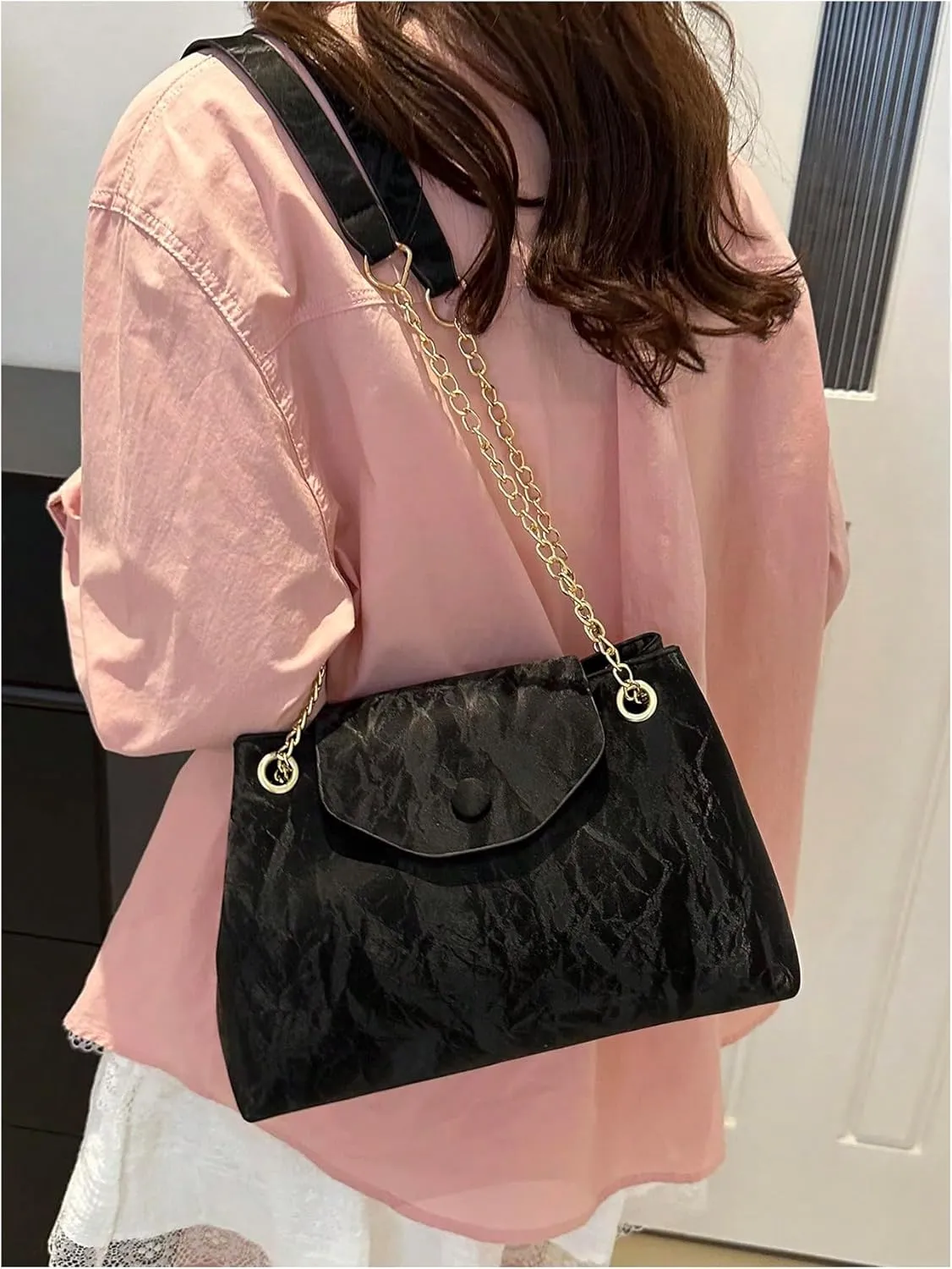 SweatyRocks Women's PU Leather Chain Shoulder Bag Casual Shopping Bags