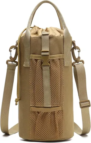 Tactical Molle Water Bottle Pouch 6L/170 oz Drawstring Open Top EDC Bag Holder with Shoulder Strap and Handle