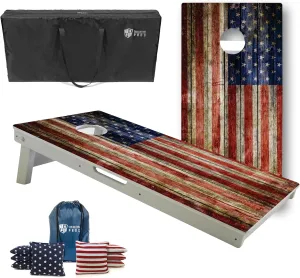 Tailgating Pros All-Weather Cornhole Boards - 4'x2' Weather Resistant Cornhole Set- Carrying Case & Set of 8 Corn Hole Bean Bags w/Tote Included