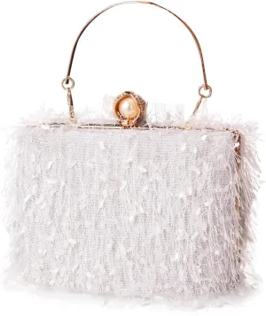Tassel Evening Bag for Women Rhinestone Clutch Bag Beaded Handbag Bridal Wedding Purse Shoulder Bag