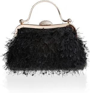 Tassel Women's Evening Handbag Cocktail Prom Formal Clutch Purse Feather Elegant Shoulder Bag for Wedding Banquet