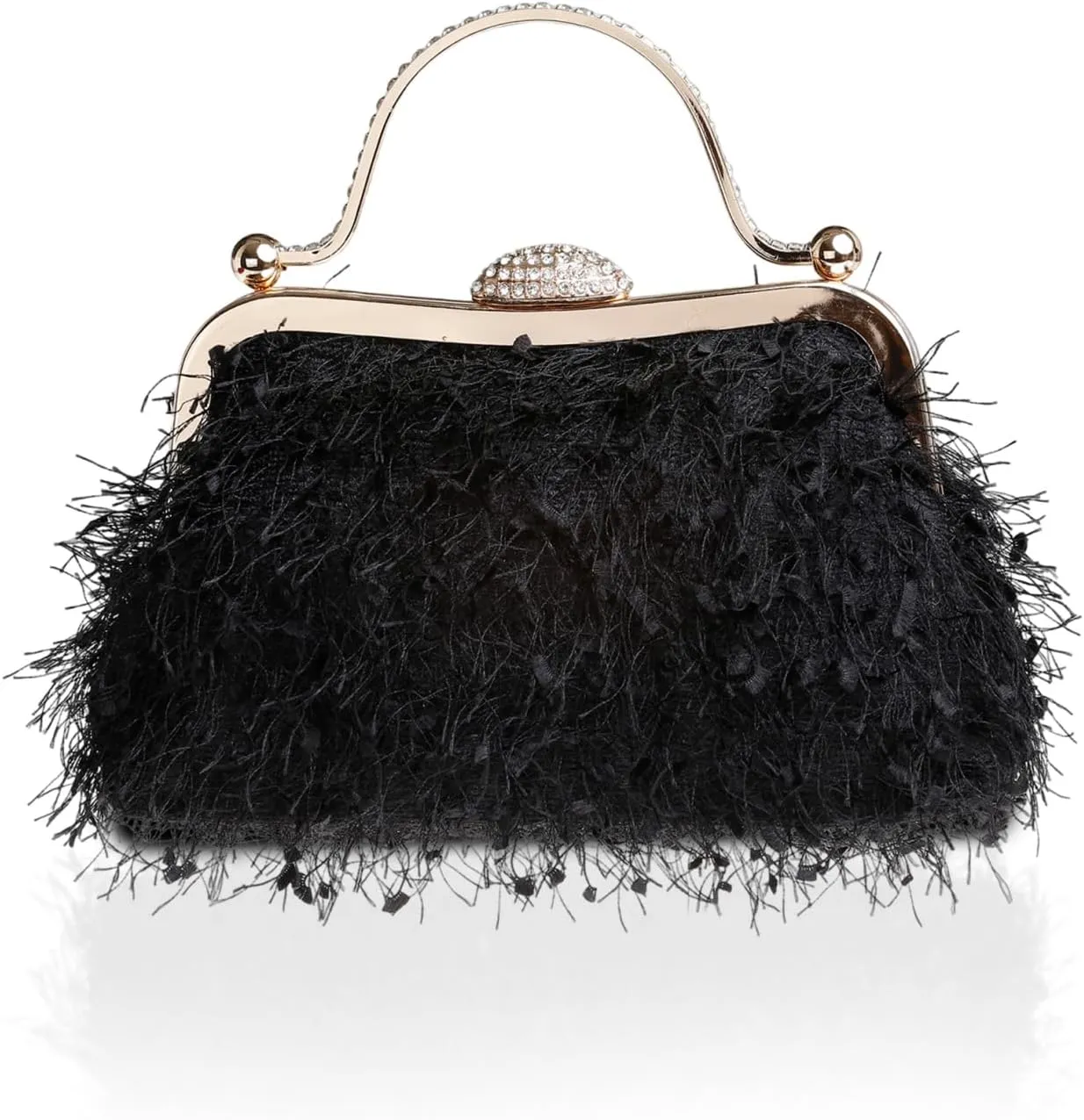 Tassel Women's Evening Handbag Cocktail Prom Formal Clutch Purse Feather Elegant Shoulder Bag for Wedding Banquet