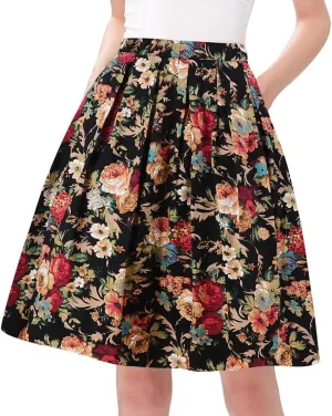 Taydey A-Line Pleated Vintage Skirts for Women