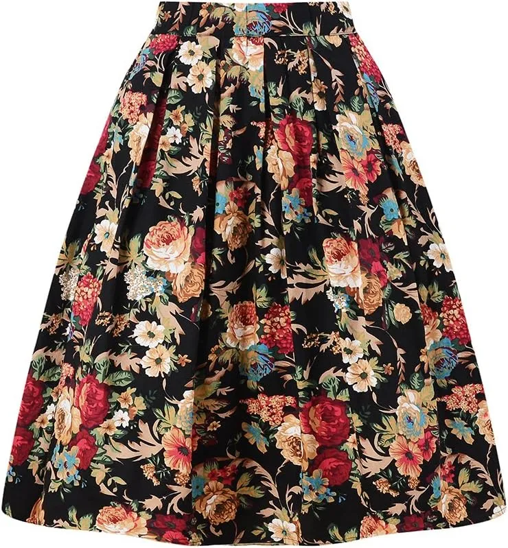 Taydey A-Line Pleated Vintage Skirts for Women