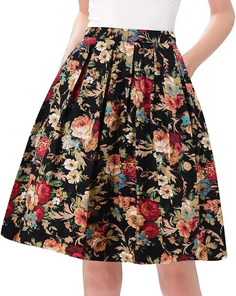 Taydey A-Line Pleated Vintage Skirts for Women