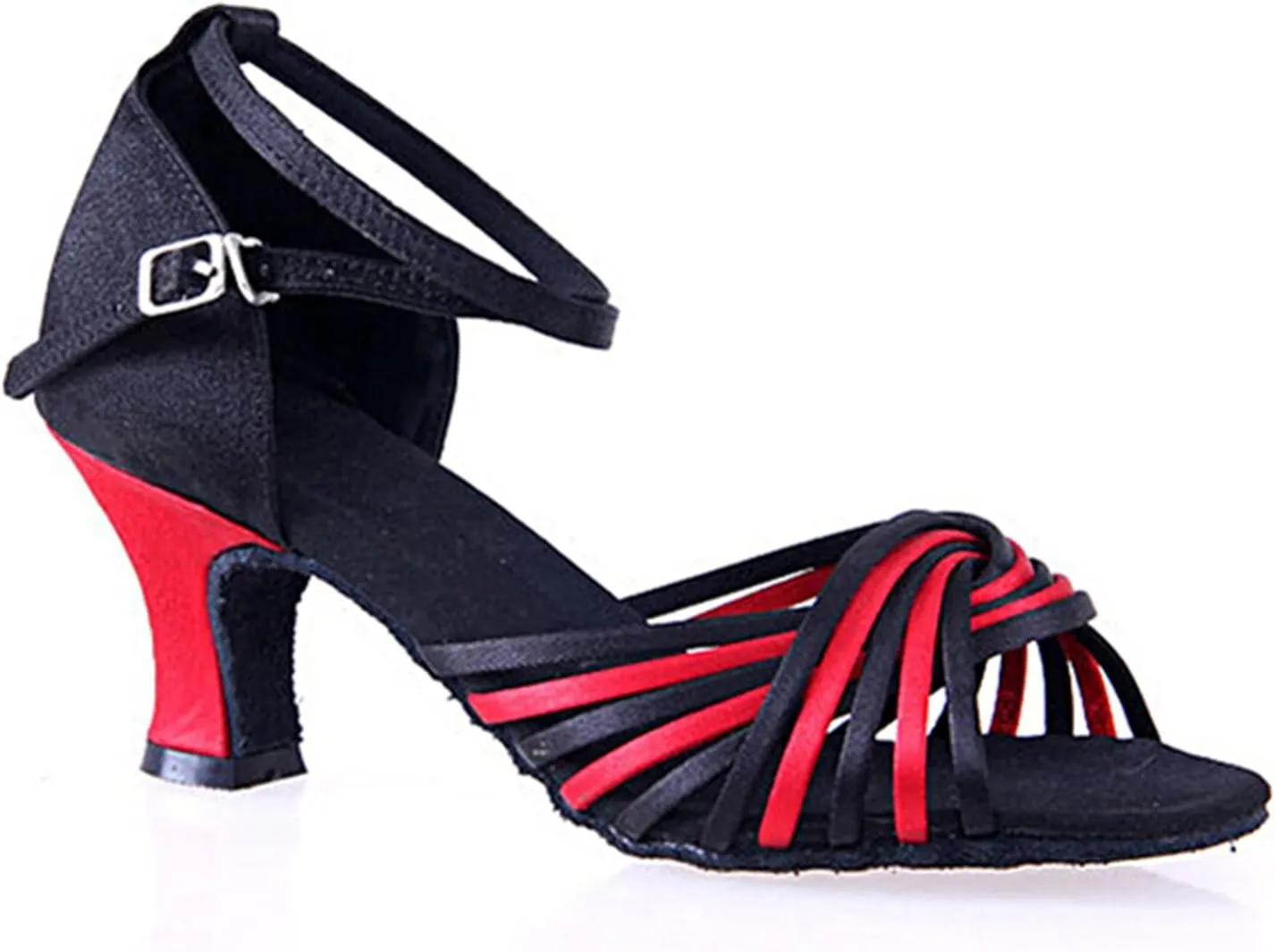 TDA Women's Peep Toe Ankle Wrap Satin Salsa Tango Ballroom Latin Modern Dance Wedding Shoes