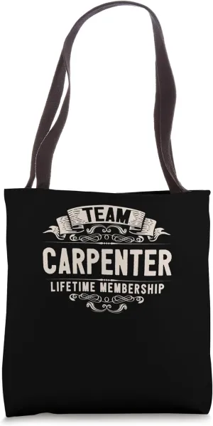 Team Carpenter Lifetime Membership Retro Carpentry Vintage Tote Bag