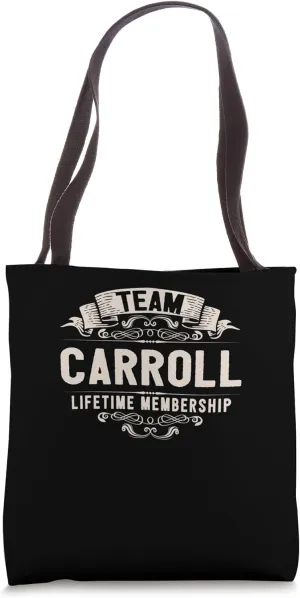 Team Carroll Lifetime Membership Retro Last Name Vintage Tote Bag