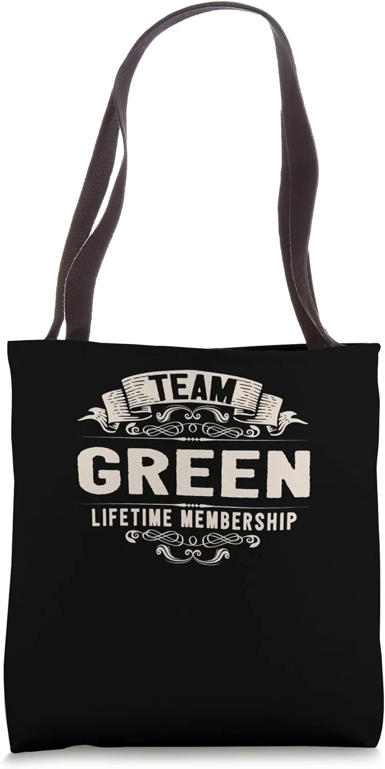 Team Green Lifetime Membership Retro Last Name Vintage Tote Bag
