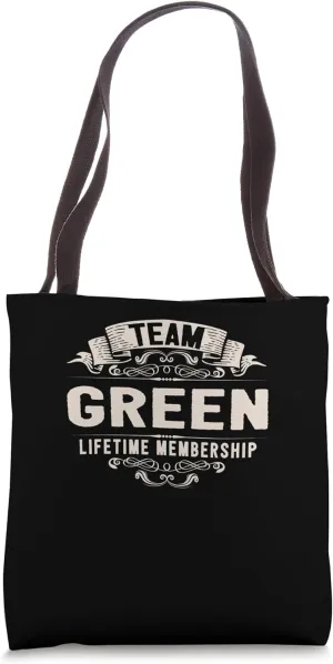 Team Green Lifetime Membership Retro Last Name Vintage Tote Bag
