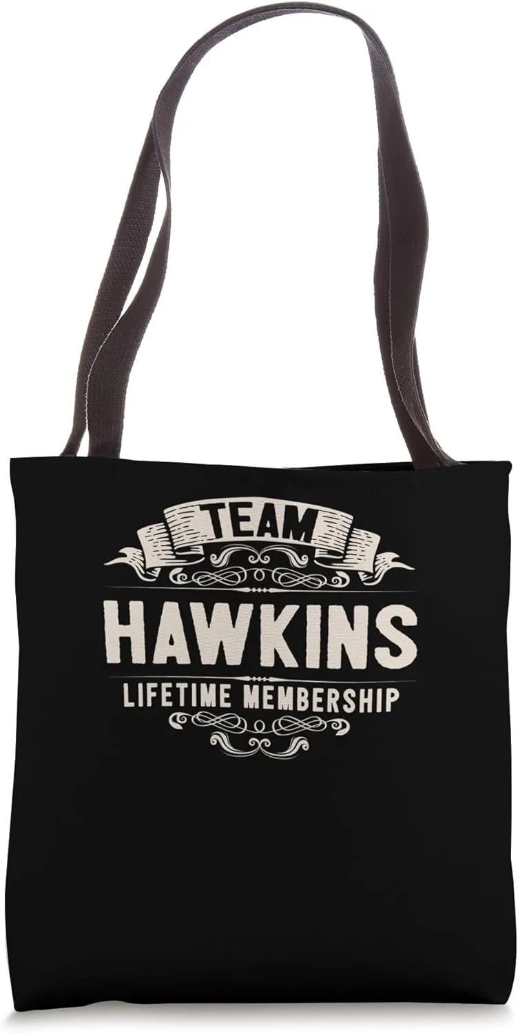 Team Hawkins Lifetime Membership Retro Last Name Vintage Tote Bag