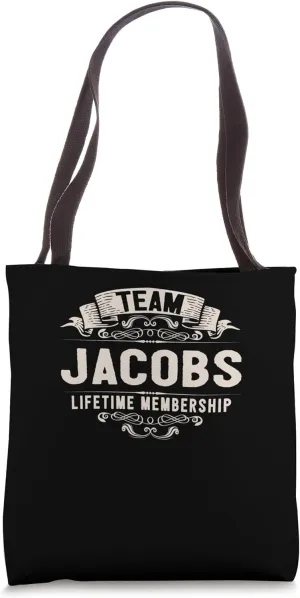 Team Jacobs Lifetime Membership Retro Last Name Vintage Tote Bag