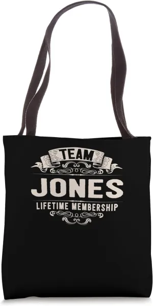 Team Jones Lifetime Membership Retro Last Name Vintage Tote Bag