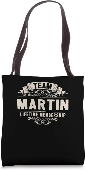 Team Martin Lifetime Membership Retro Last Name Vintage Tote Bag