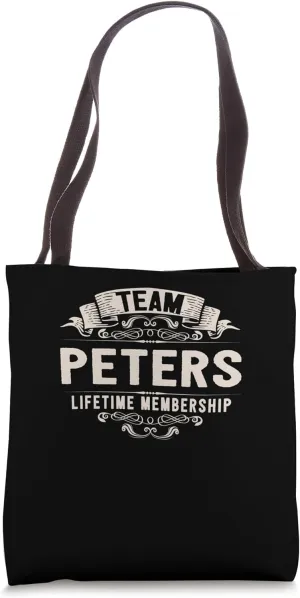 Team Peters Lifetime Membership Retro Last Name Vintage Tote Bag