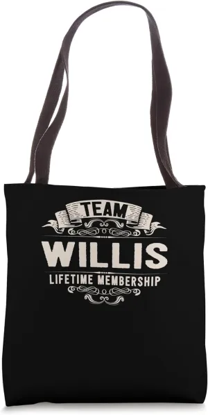 Team Willis Lifetime Membership Retro Last Name Vintage Tote Bag